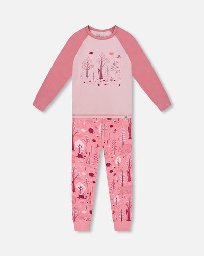 Organic Cotton Two-Piece Pajamas Pink Forest - H20PG10US_069