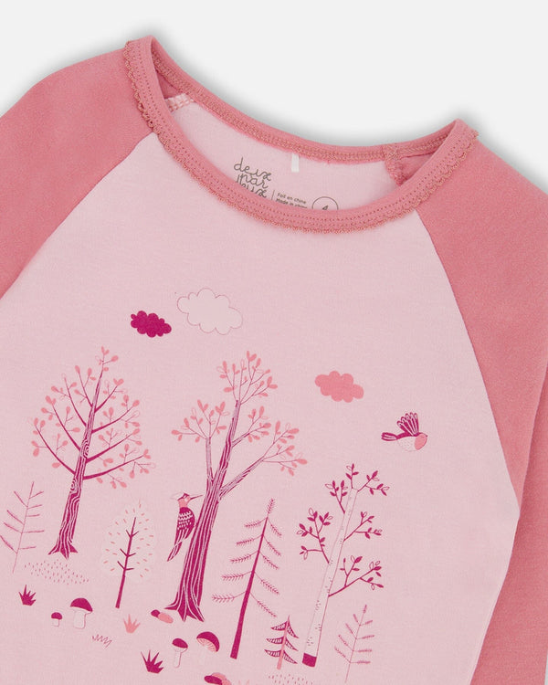 Organic Cotton Two-Piece Pajamas Pink Forest - H20PG10US_069