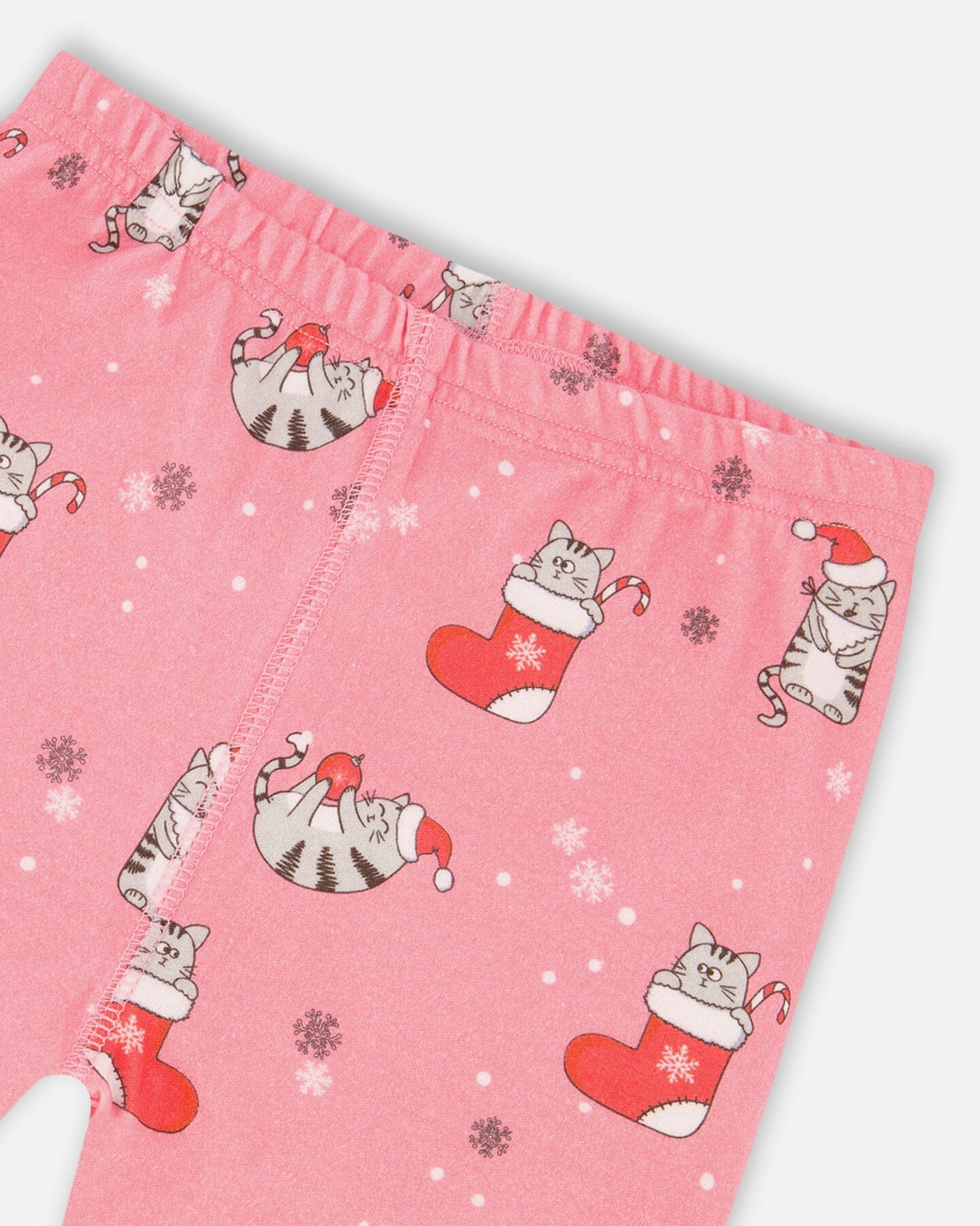 Organic Cotton Two-Piece Pajamas Pink Cat Print - H20PG10_040