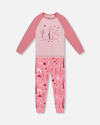 Organic Cotton Two-Piece Pajamas Pink Forest - H20PG10_069