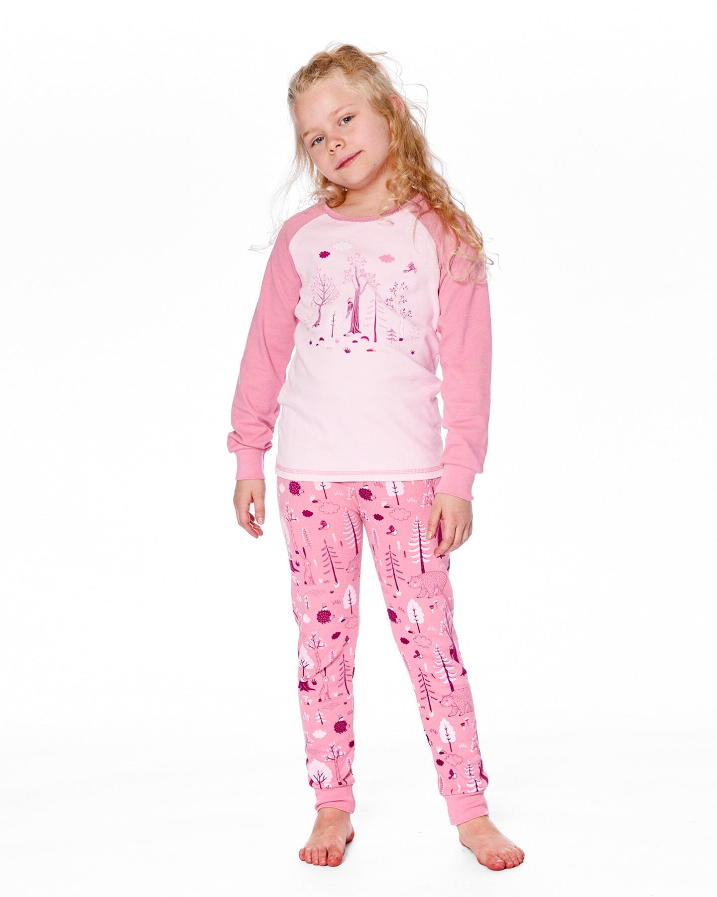Organic Cotton Two-Piece Pajamas Pink Forest - H20PG10_069