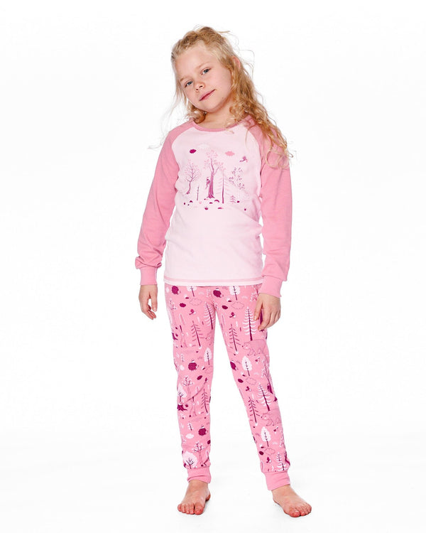 Organic Cotton Two-Piece Pajamas Pink Forest - H20PG10_069