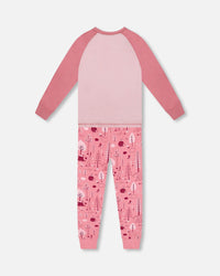 Organic Cotton Two-Piece Pajamas Pink Forest - H20PG10_069