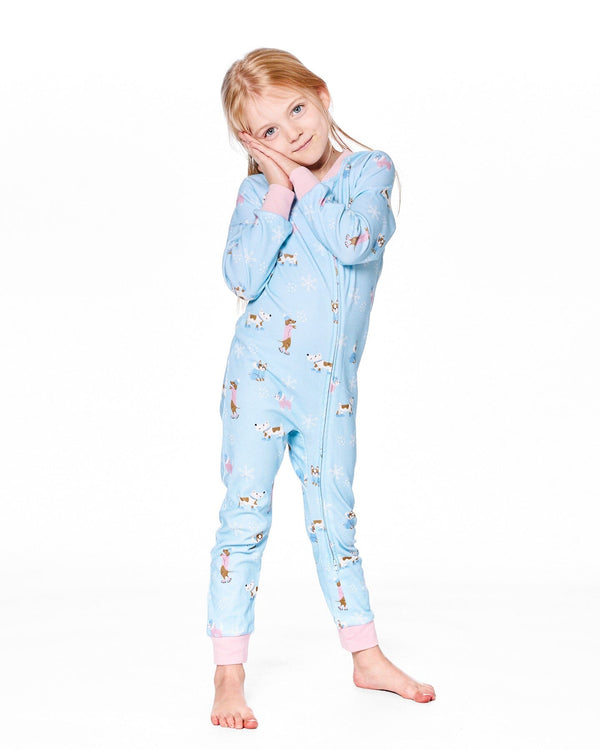 Organic Cotton Interlock One-Piece Pajama Blue Dog Print - H20PG40US_039
