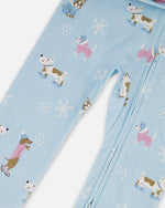 Organic Cotton Interlock One-Piece Pajama Blue Dog Print - H20PG40US_039