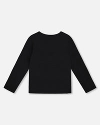 Long Sleeve Organic Cotton Jersey Bow Tee Black - H20Q70_999