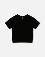 Short Sleeve Stretch Velour Top Black - H20Q71_999