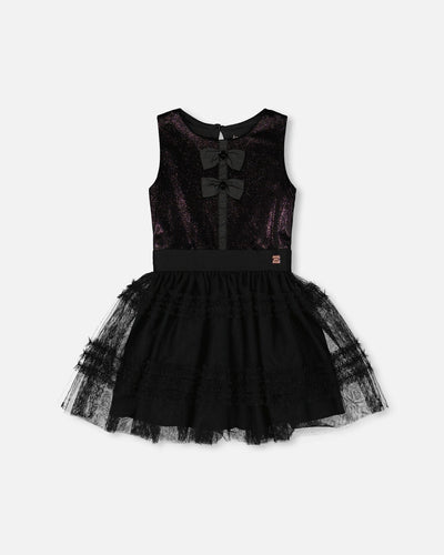 Sleeveless Bi-Material Velour And Mesh Dress Black - H20Q85_999