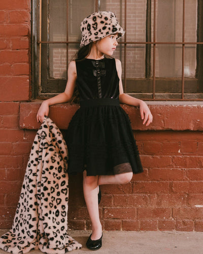 Sleeveless Bi-Material Velour And Mesh Dress Black - H20Q85_999