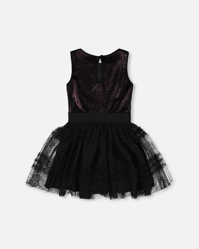 Sleeveless Bi-Material Velour And Mesh Dress Black - H20Q85_999