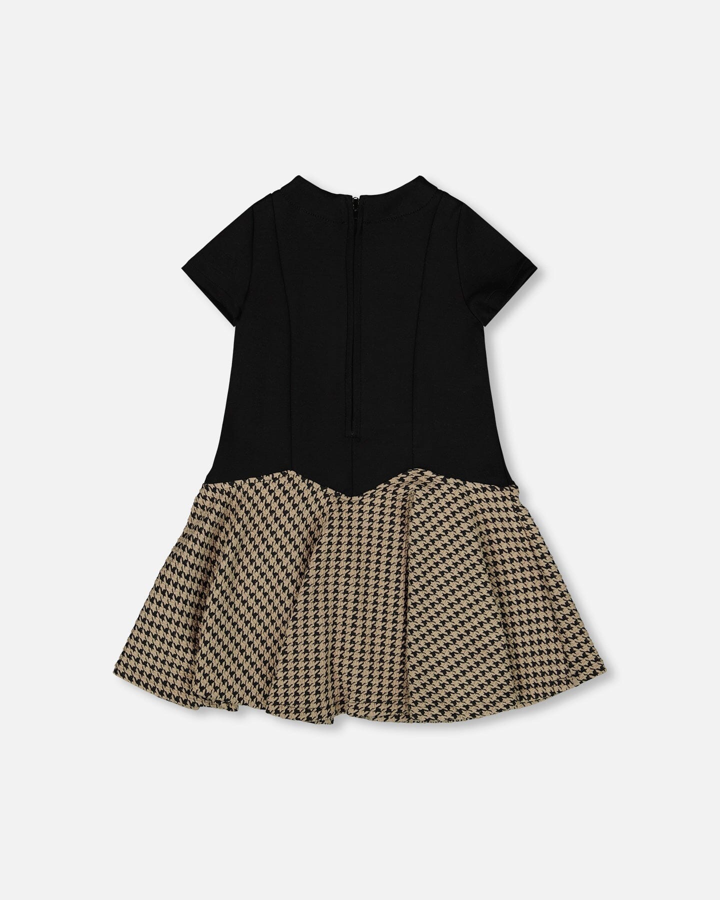 Short Sleeve Bi-Material Milano And Jacquard Knit Dress Black - H20Q86_999