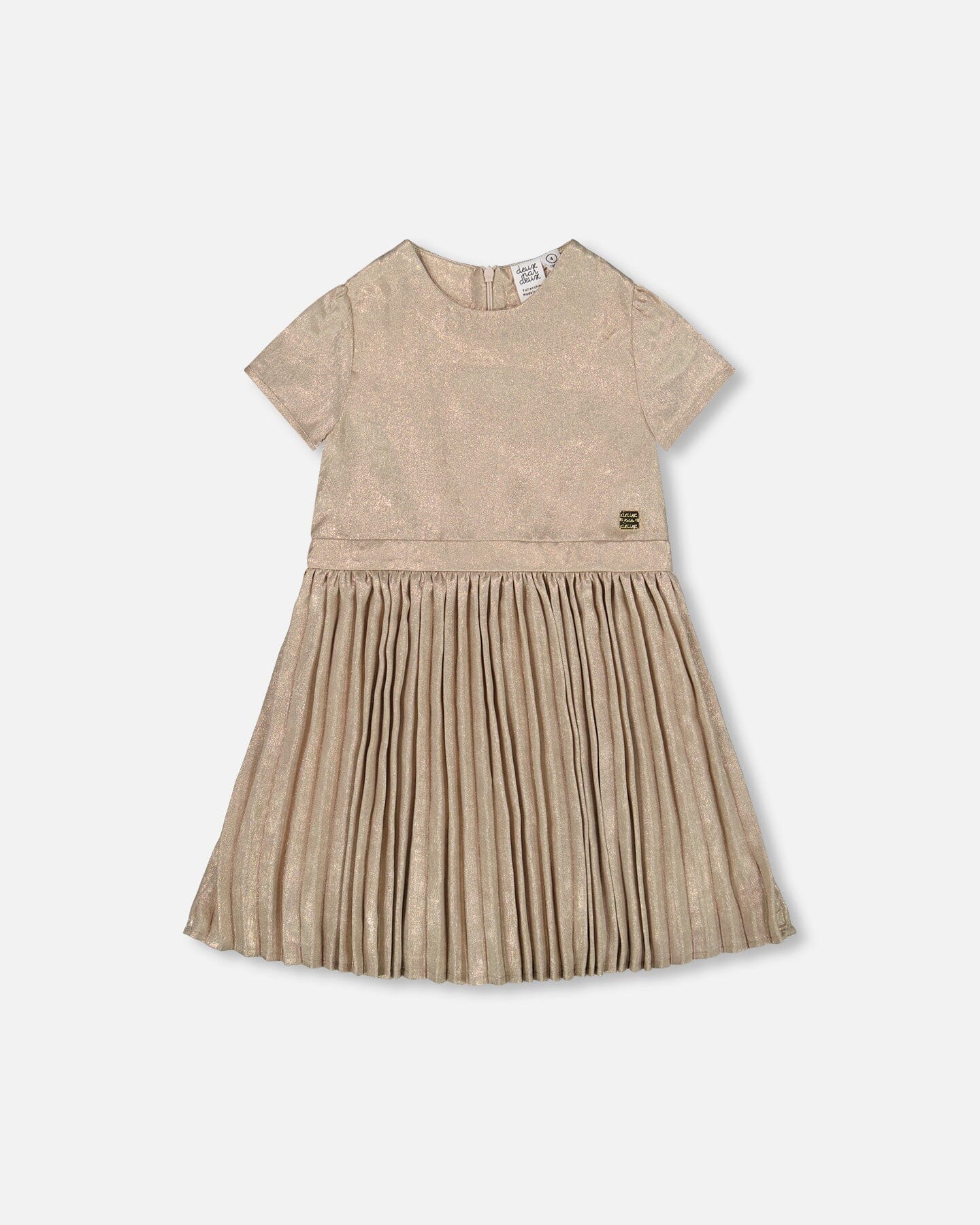 Short Sleeve Dress With Pleated Skirt Light Caramel - H20Q90_116