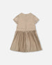Short Sleeve Dress With Pleated Skirt Light Caramel - H20Q90_116