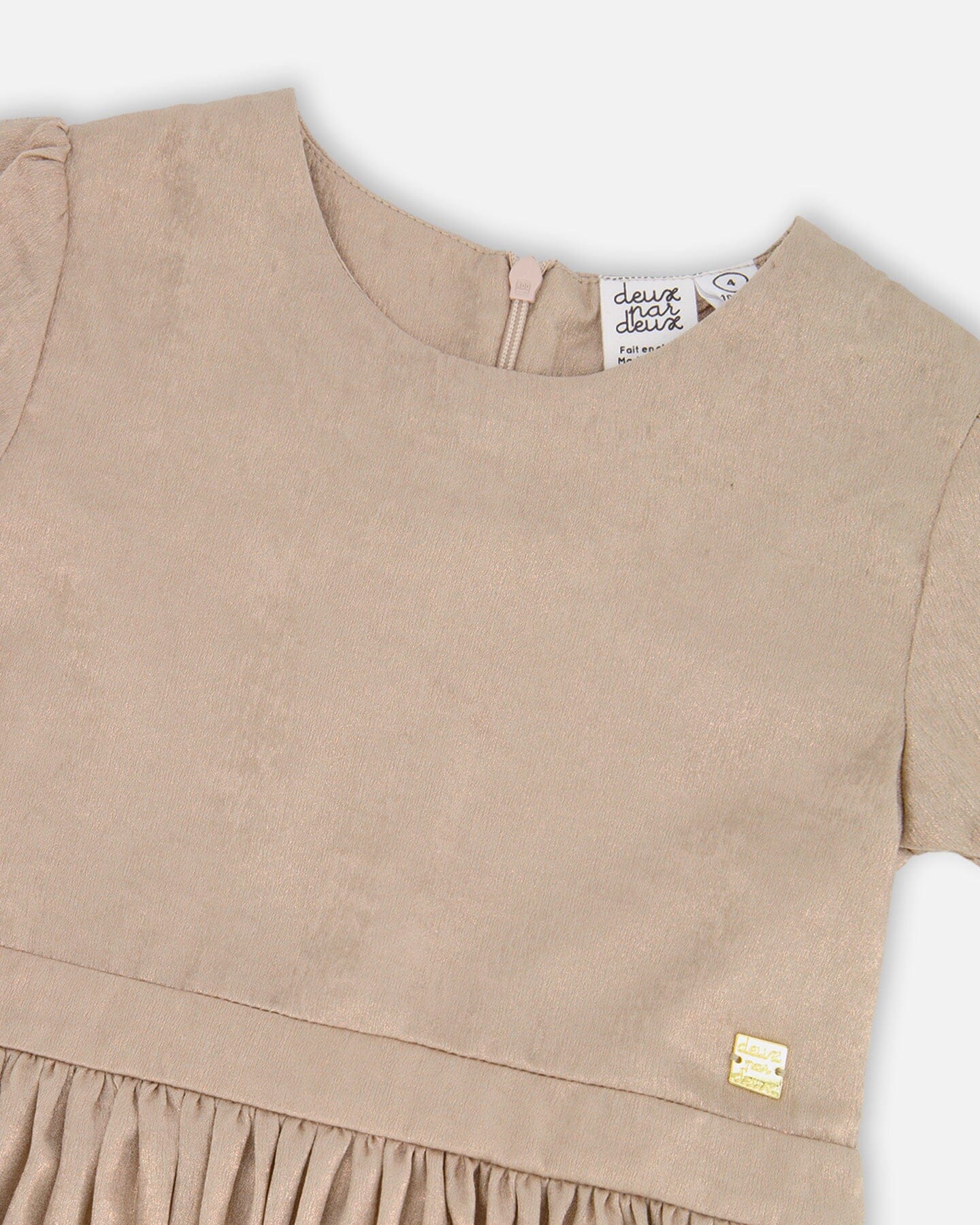 Short Sleeve Dress With Pleated Skirt Light Caramel - H20Q90_116