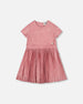Short Sleeve Dress With Pleated Skirt Dusty Pink - H20Q90_622