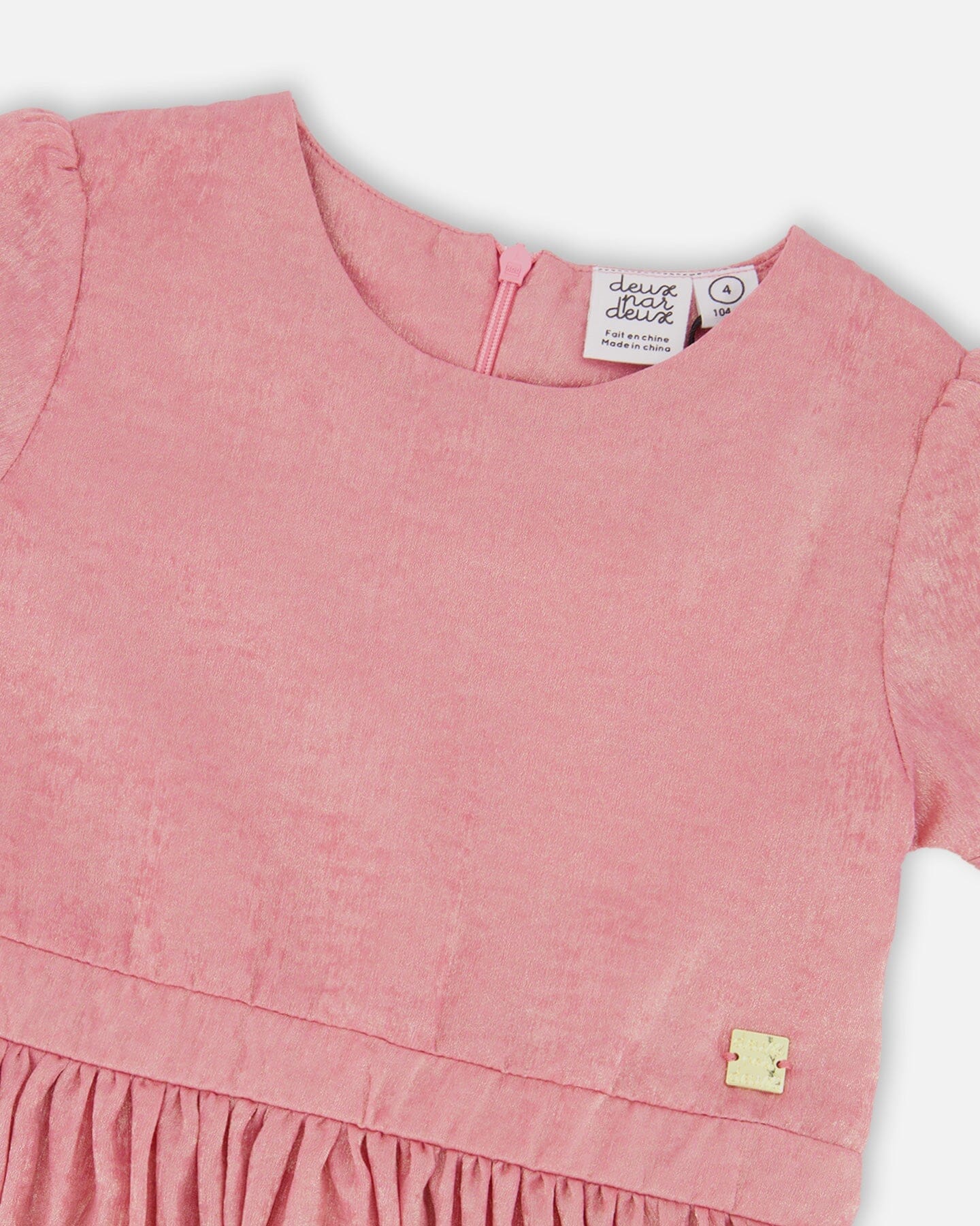 Short Sleeve Dress With Pleated Skirt Dusty Pink - H20Q90_622