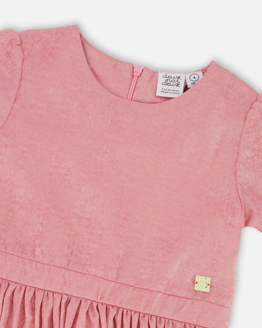 Short Sleeve Dress With Pleated Skirt Dusty Pink - H20Q90_622