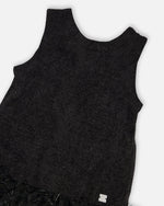 Sleeveless Bi-Material Lurex Dress With Feathers Black - H20Q93_999