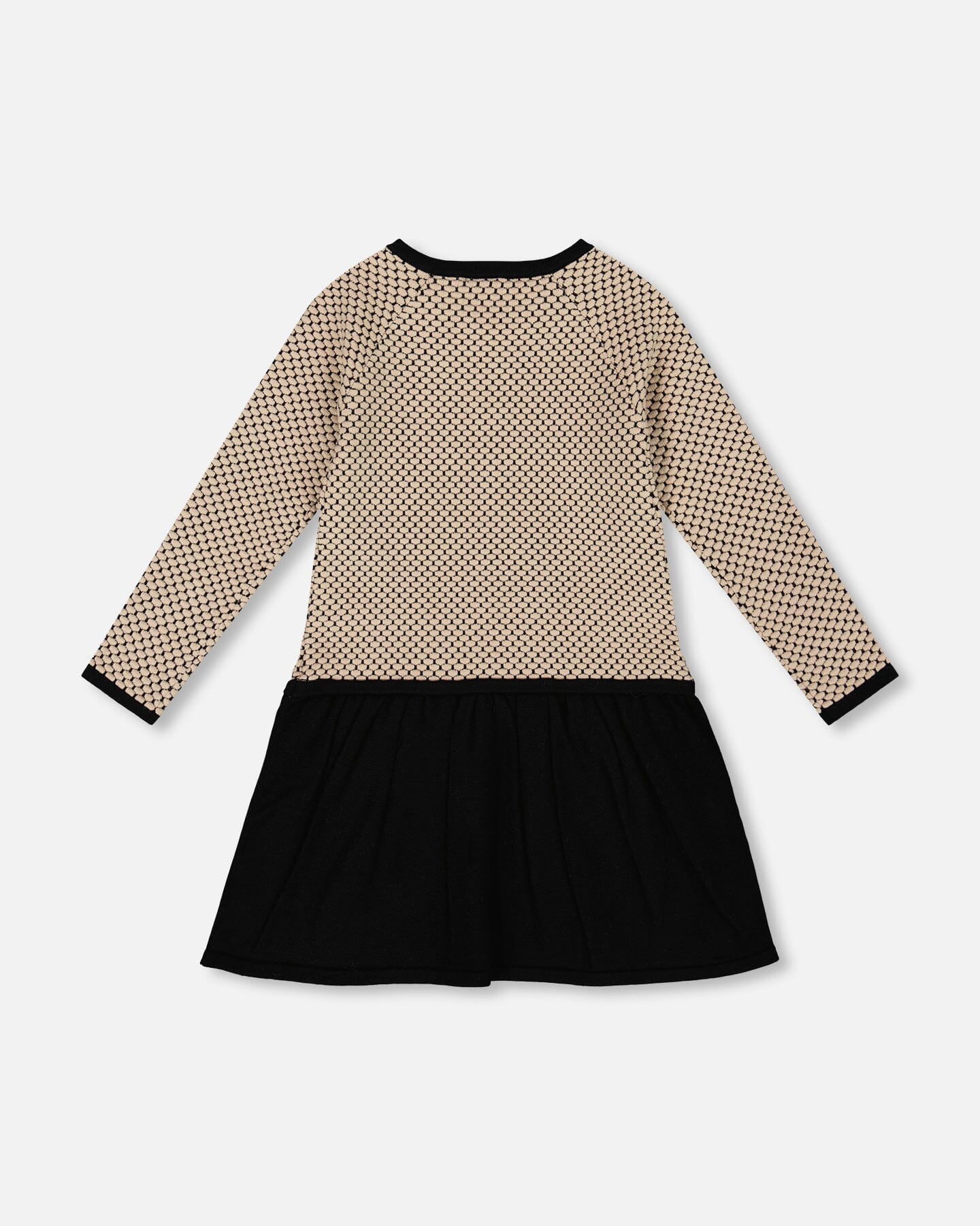 Long Sleeve Knit Sweater Dress Black And Beige - H20QT95_999