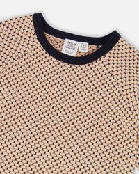 Long Sleeve Knit Sweater Dress Black And Beige - H20QT95_999