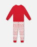 Organic Cotton Two-Piece Pajamas Red And White Fairisle - H20R10_089