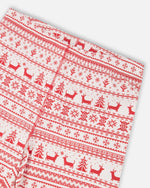 Adult Women Organic Cotton Two-Piece Pajamas Red And White Fairisle - H20R12_089