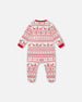 Organic Cotton Baby One-Piece Pajamas Red And White Fairisle - H20R40US_089