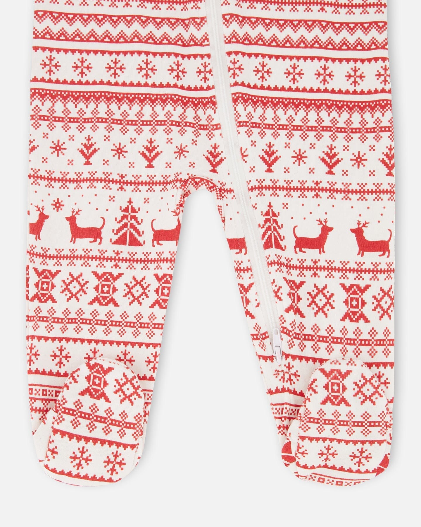 Organic Cotton Baby One-Piece Pajamas Red And White Fairisle - H20R40US_089