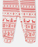 Organic Cotton Baby One-Piece Pajamas Red And White Fairisle - H20R40US_089
