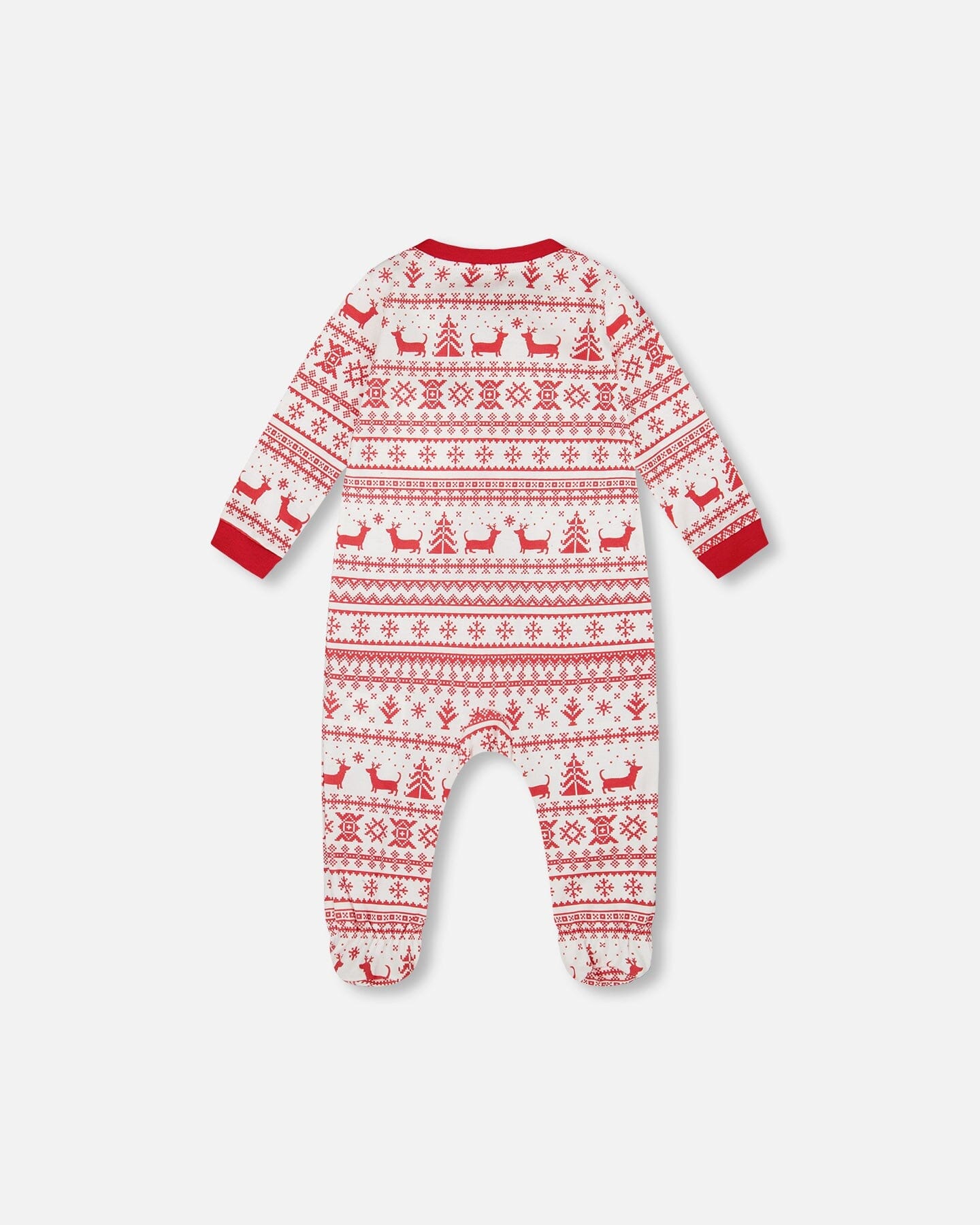 Organic Cotton Baby One-Piece Pajama Red And White Fairisle - H20R40_089