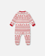 Organic Cotton Baby One-Piece Pajama Red And White Fairisle - H20R40_089