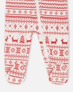 Organic Cotton Baby One-Piece Pajama Red And White Fairisle - H20R40_089