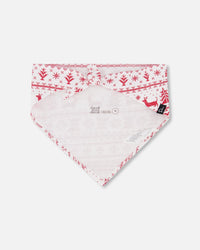 Organic Cotton Christmas Bandana For Dogs Red And White Fairisle - H20RB_089