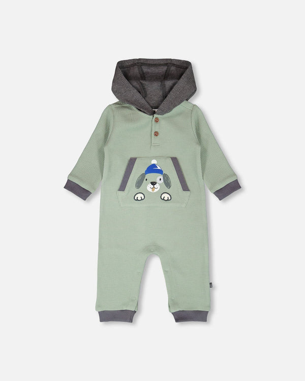 One-Piece Waffle Romper With Pocket Jade Green One-Piece & Baby Rompers Deux par Deux 
