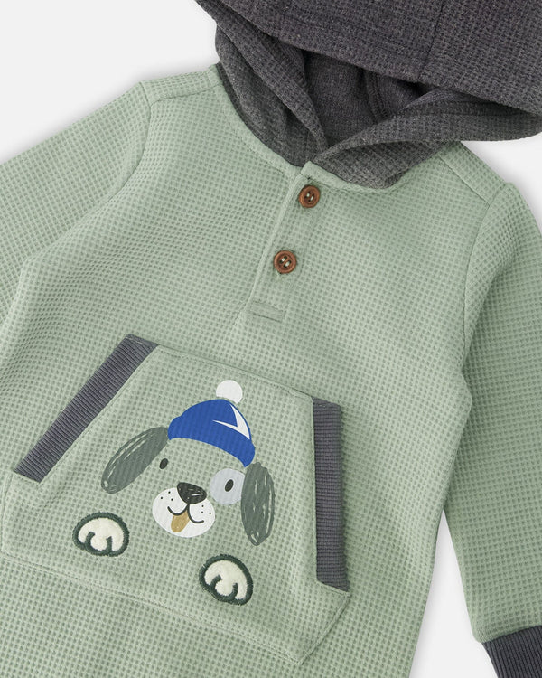 One-Piece Waffle Romper With Pocket Jade Green One-Piece & Baby Rompers Deux par Deux 