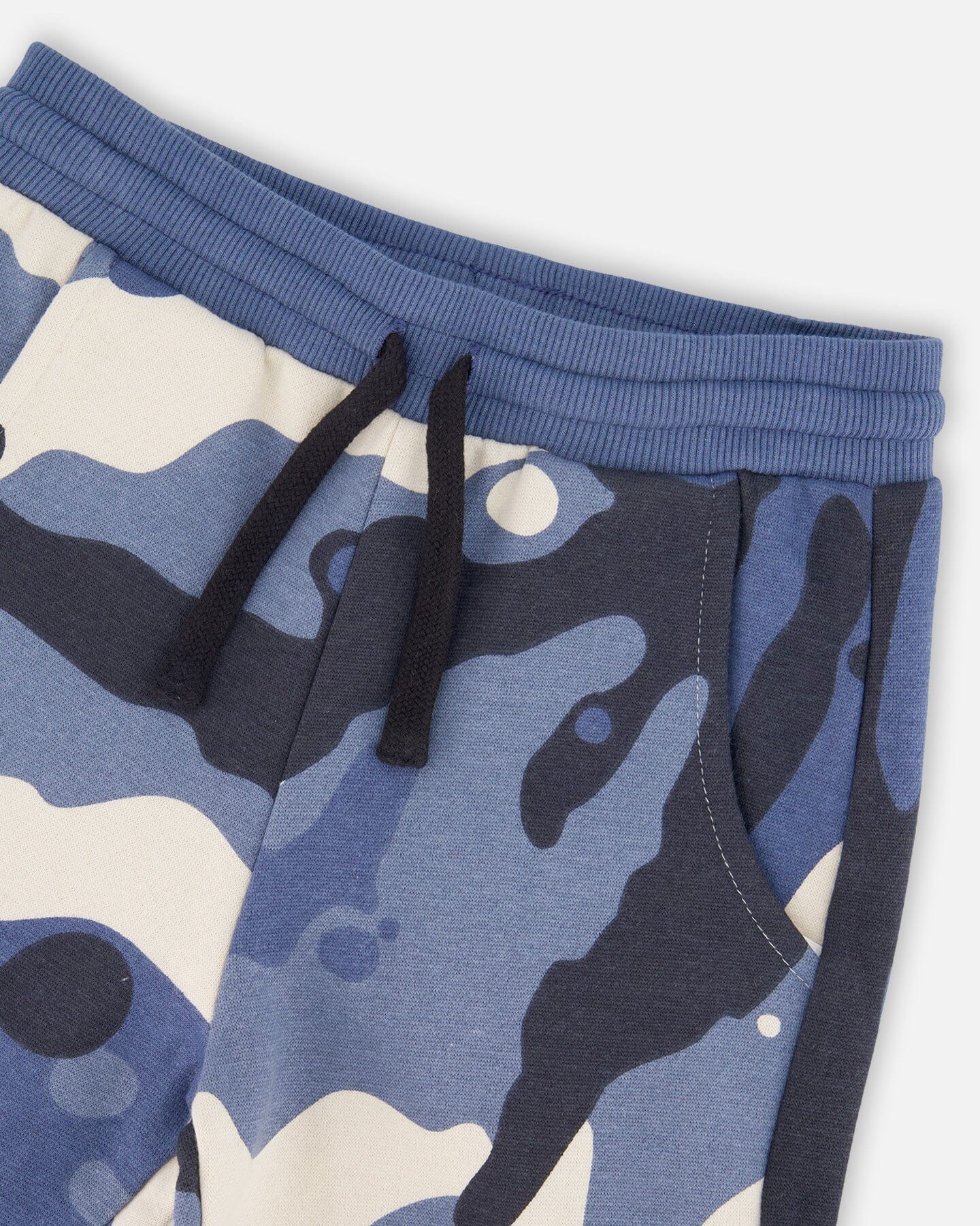 Fleece Sweatpants With Cargo Pockets Blue Camouflage - H20U23_092