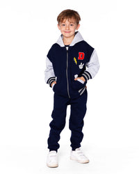 Full Zip Hooded Fleece Jacket Navy Blue - H20U30_481