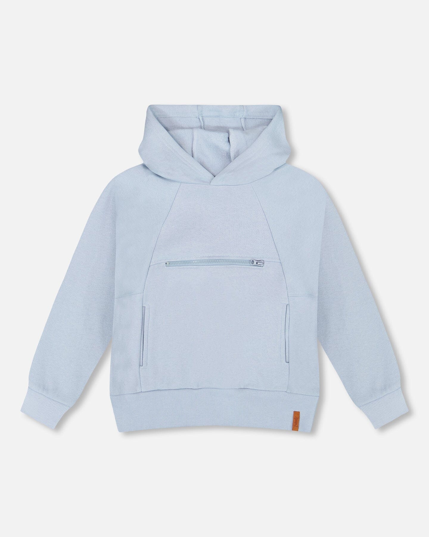 Pullover Hooded Fleece Sweatshirt With Zip Pocket Light Blue - H20U31_972