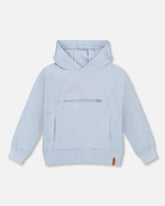 Pullover Hooded Fleece Sweatshirt With Zip Pocket Light Blue