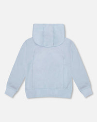 Pullover Hooded Fleece Sweatshirt With Zip Pocket Light Blue - H20U31_972
