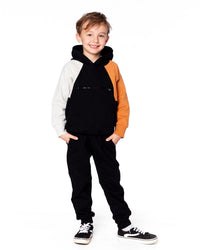 Pullover Hooded Fleece Sweatshirt With Zip Pocket Black - H20U31_999