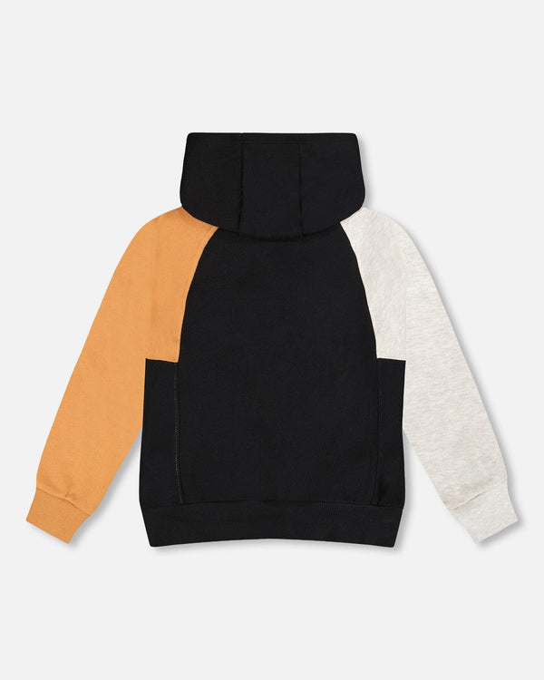 Pullover Hooded Fleece Sweatshirt With Zip Pocket Black - H20U31_999