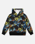 Printed Hooded Fleece Sweatshirt Black - H20U34_999