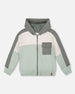Full Zip Fleece Color Block Sweatshirt Green Gray - H20U38_325