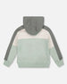 Full Zip Fleece Color Block Sweatshirt Green Gray - H20U38_325