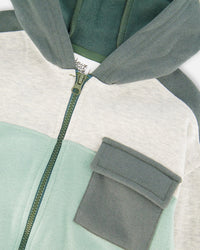 Full Zip Fleece Color Block Sweatshirt Green Gray - H20U38_325