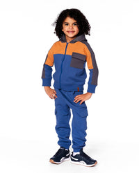 Full Zip Fleece Color Block Sweatshirt Blue - H20U38_479