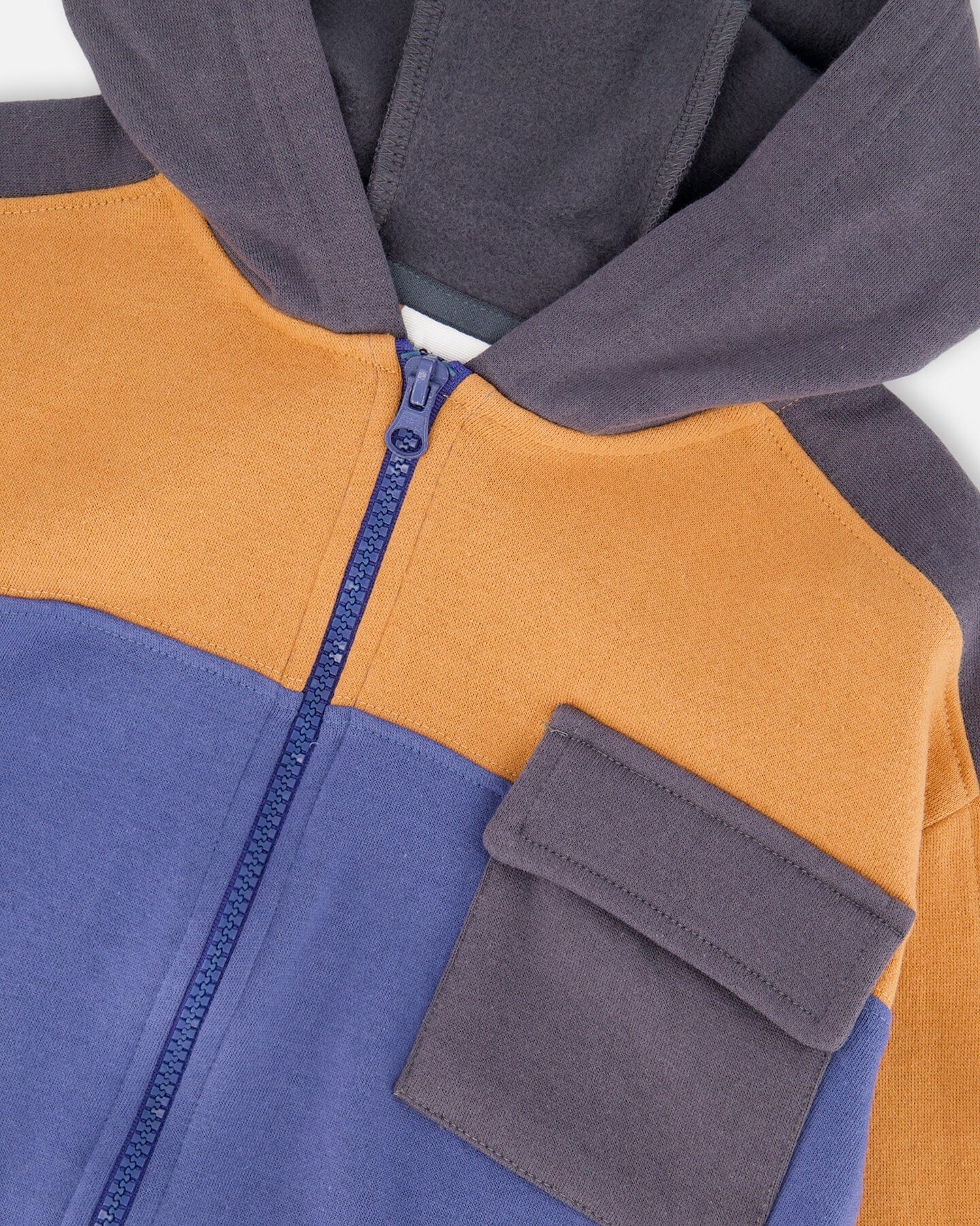 Full Zip Fleece Color Block Sweatshirt Blue - H20U38_479