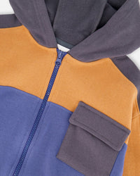 Full Zip Fleece Color Block Sweatshirt Blue - H20U38_479
