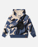 Hooded Fleece Sweatshirt With Crossbody Bag Blue Camouflage - H20U41_092